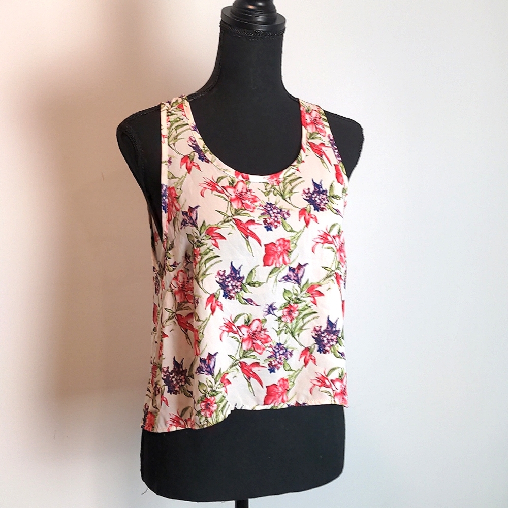 Floral white tank